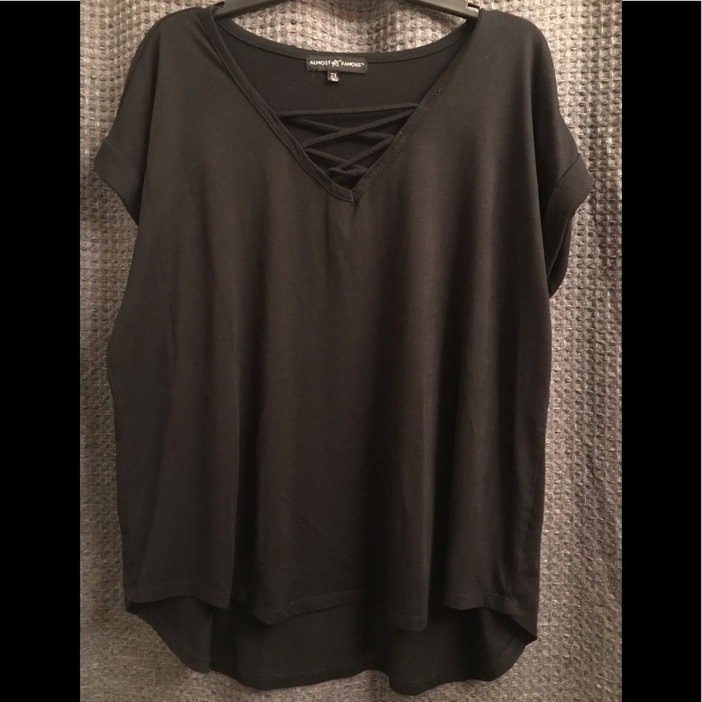 Black Lattice Chest Shirt Plus Size 2X